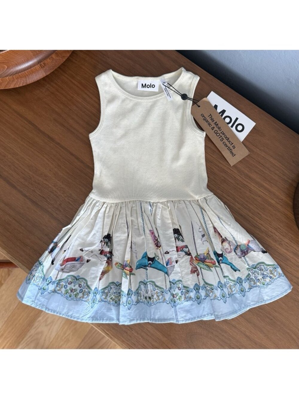 Molo Girl's Sea Carousel Cordelia Dress Size 12 Months Organic Cotton